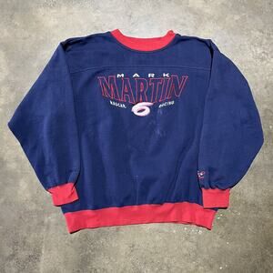 Vintage 90s Mark Martin Blue Nascar Racing Sweatshirt